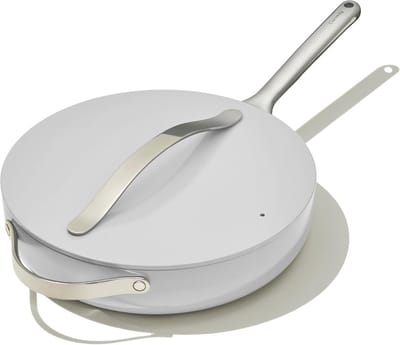 Keramische Sautépan met Deksel - Duurzaam, Niet-gevaarlijk Keramisch Coating - Geschikt voor Inductie-, Gas- en Elektrische Fornuizen - Ovenbestendig - Grijs