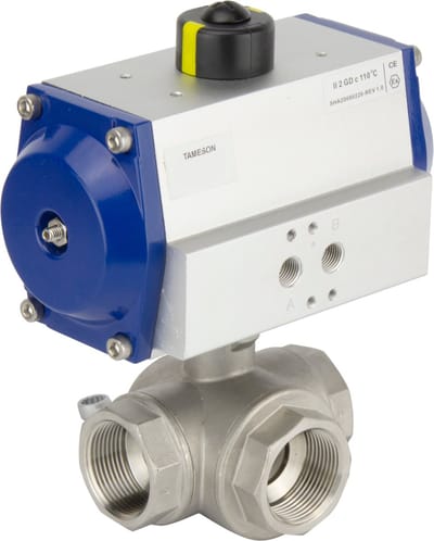 G2'' 3-Weg L-boring RVS Pneumatische Kogelkraan Dubbelwerkend - BL3SA - BL3SAL-200-PD-012