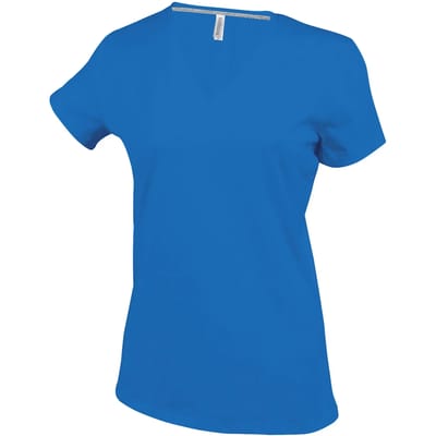 Kariban Dames T-shirt V-hals Korte Mouwen K381 - Light Royal Blue - L
