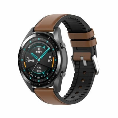 By Qubix - leer + siliconen bandje - Bruin - Geschikt voor Xiaomi Redmi Watch 5 Active / Redmi Watch 5 Lite