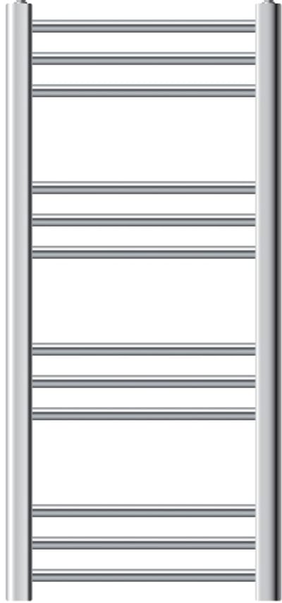 Elektrische badkamerradiator met verwarmingselement 600W 400x800 mm Chroom gebogen met zijaansluiting & thermostaat Digitaal display LuxeBath