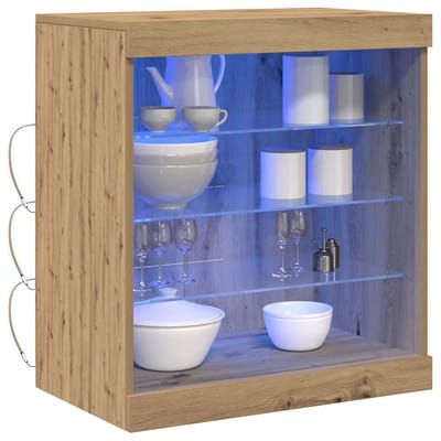 vidaXL - LED - Dressoir - Artisan - Eiken - 60,5 - x - 37 - x - 67 - cm - Bewerkt - hout