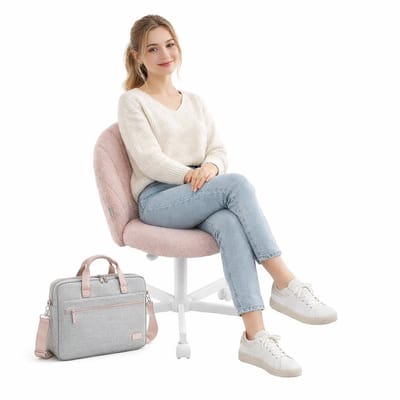 Draaistoel - bureaustoel - computerstoel - Bureaustoelen voor Volwassenen - Fleece stoel met vulling - pastelroze-Signature Home