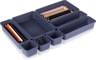 Lade Organizer Grafiet Modulair 8 stuks - Ladeverdeler - Schuiflade Keukenkast Organizers - Bakjes - Opbergbakjes