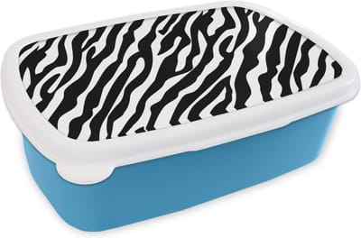 Broodtrommel Blauw - Lunchbox - Brooddoos - Dieren - Zebra - Design - 18x12x6 cm - Kinderen - Jongen