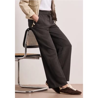 High Waist broek met wijde pijpen in casual pasvorm