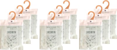 Atmosphera Geurzakjes jasmine - 9x - met ophanghaak - geurkaartjes/luchtverfrisser