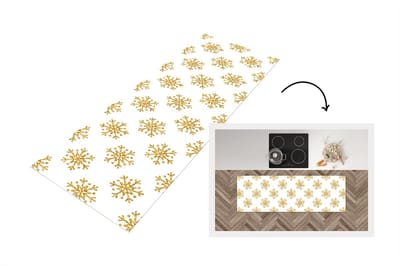 Keukenloper - Loper keuken - Sneeuwvlok - Gold - Glitter - Kerstmis - Design - 150x50 cm - Keukenloper vinyl