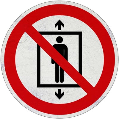 Lift niet gebruiken verbodsbord - P027 | Sign Again materiaal | 10 cm