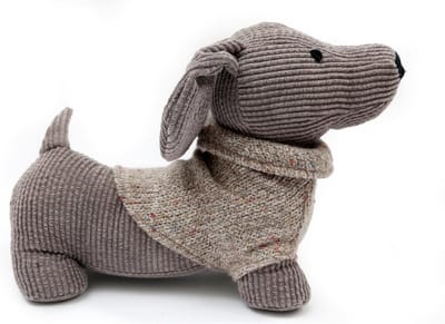 Hond Deurstop - Gewogen Deurhouder - Voorkomt Deuren - Stijlvol Corduroy Design - 30cm Breed - Grijs