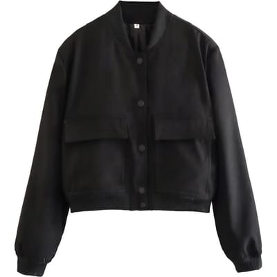 Dames bomberjack mode met zakken lente jassen jas vintage lange mouwen casual nieuw binnen bovenkleding chique tops M