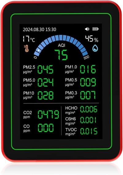 Luchtkwaliteit Meter - Meetinstrument Binnenlucht - Gezonde Leefomgeving - 18 In 1 Metingen - 2.8 Inch Scherm