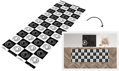 Keukenloper 150x50 cm - Keukenmat vinyl Patronen - Schaakbord - Zwart Wit - Keukenmatten loper - Keuken vloerkleed tapijt