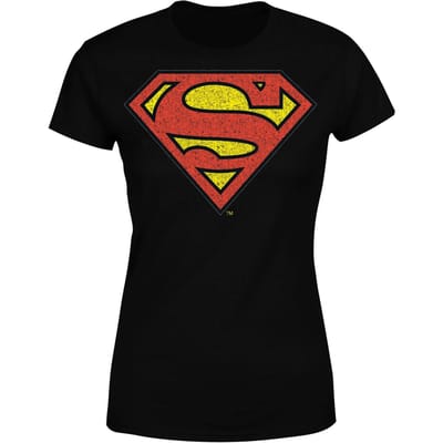 DC Originals Official Superman Crackle Logo Dames T-shirt - Zwart - 3XL