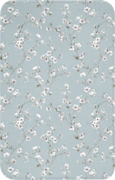 WC mat 50x80 cm - Antislip - Klassiek - Bloemen - Blauw - Toiletmat - Vloermat - Douchemat - Toilet tapijt - Toiletmatten