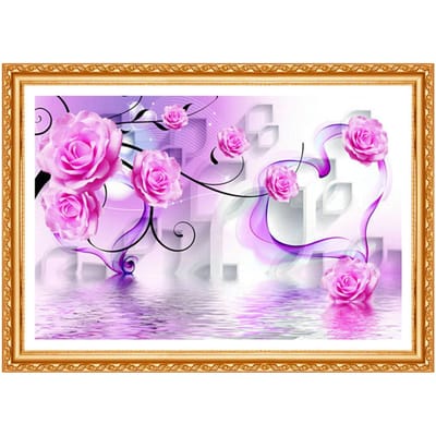 Diamant schilderij bloem roze water diy diamant borduurwerk serie volledige ronde groot formaat schilderij 20X30CM pink