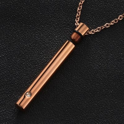 Ketting met Afsluitbare Ashanger Urn Hanger (smal model) - Rose Goud kleurig - Kettingen Heren Dames