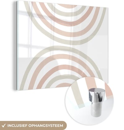MuchoWow® Glasschilderij 120x90 cm - Schilderij acrylglas - Regenboog - Design - Pastel - Foto op glas - Schilderijen