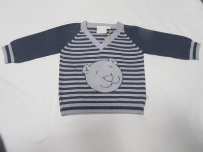 noukie's , jongens, trui , fijn gebreid  streepje blauw / grijst , 6 maand 68