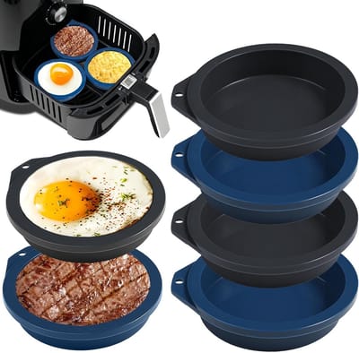 Siliconen Bakvormen voor Airfryer, 10 cm, Set van 6 voor Burgers en Mini Regenboog Taarten, Perfect voor Gezond Bakken