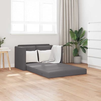 vidaXL - Slaapbank - vloermodel - 2-in-1 - 112x174x55 - cm - kunstleer - grijs