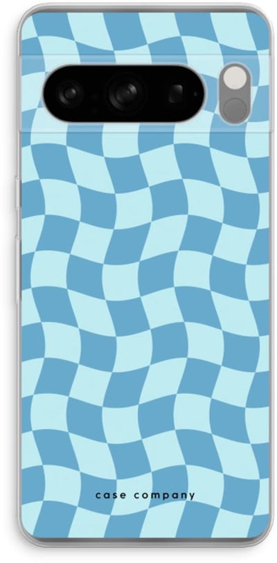 Case Company® - Hoesje geschikt voor Google Pixel 8 Pro hoesje - Grid Blauw - Soft Cover Telefoonhoesje - Bescherming aan alle Kanten en Schermrand