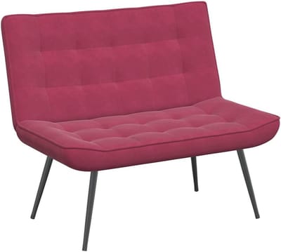 Fluwelen bank 110x74x84 cm wijnrood - Eetkamerbank tweezits hallbank zitbank