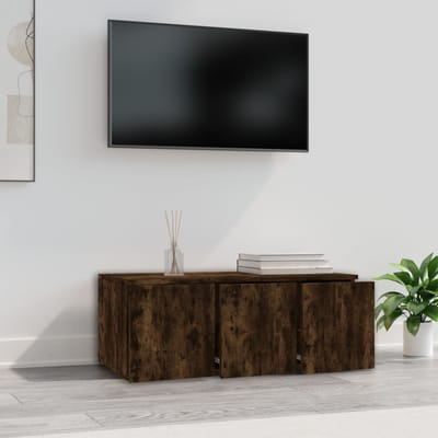 vidaXL - Tv-meubel - 80x34x30 - cm - bewerkt - hout - gerookt - eikenkleurig