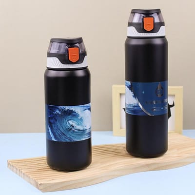 Thermosbeker Mode Kogel Stuitdeksel Rechte Drinkbeker 316 Roestvrij Staal Thermosfles Vrouwelijke Student Mooie Waterbeker 600ml zwart