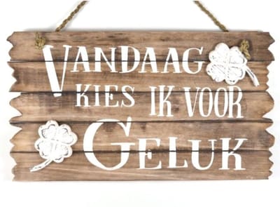 Tekstbord 26x44cm | Kies voor geluk | naturel | Cadeau |