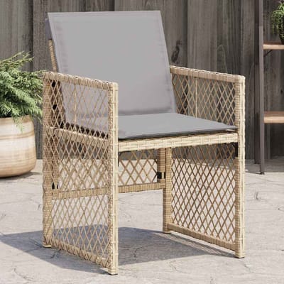 vidaXL - Tuinstoelen - 4 - st - met - kussens - poly - rattan - gemengd - beige