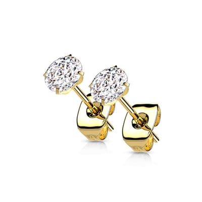Oorbellen titanium prong 0.8x6x3 - goud - LMPiercings