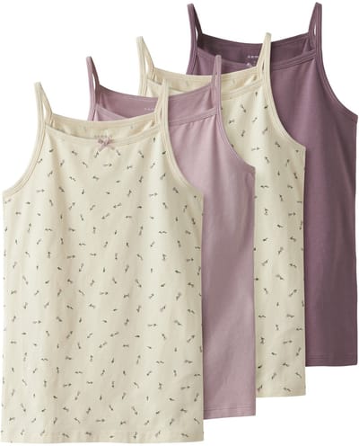 Name It Meisjes Hemd Top NKFSTRAP 4-Pack Effen/Print Multicolor - Maat 146/152