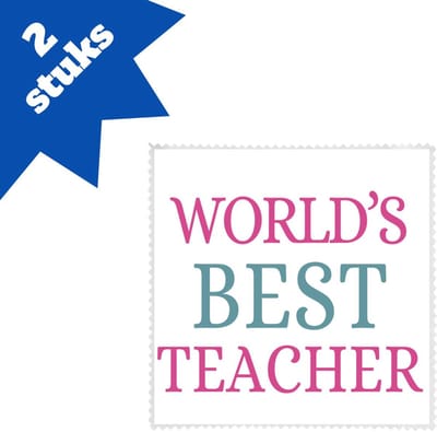 Akyol - world's best teacher brillendoekjes - Juf - beste juf - school - verjaardagscadeau - afscheidscadeau - kado - 17,8 bij 17,8 cm - 2 stuks