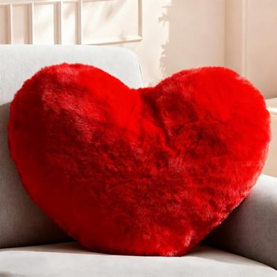 Fluffy hartvormig kussen, knuffelkussen voor romantische gelegenheden, perfect als cadeau voor Valentijnsdag, Moederdag of verjaardag, ideaal voor op de bank, bed of tijdens het reizen