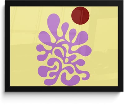 Poster in lijst - Fotolijst 40x30 cm - Posters - Koraal - Cirkel - Abstract - Geel - Posterlijst zwart - Decoratie - Wanddecoratie woonkamer - Muurdecoratie slaapkamer