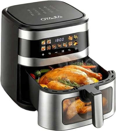 Heteluchtfriteuse XXL - Airfryer keukenapparaat - Gezond koken - 11-in-1 functies - 10 liter capaciteit - Zilver