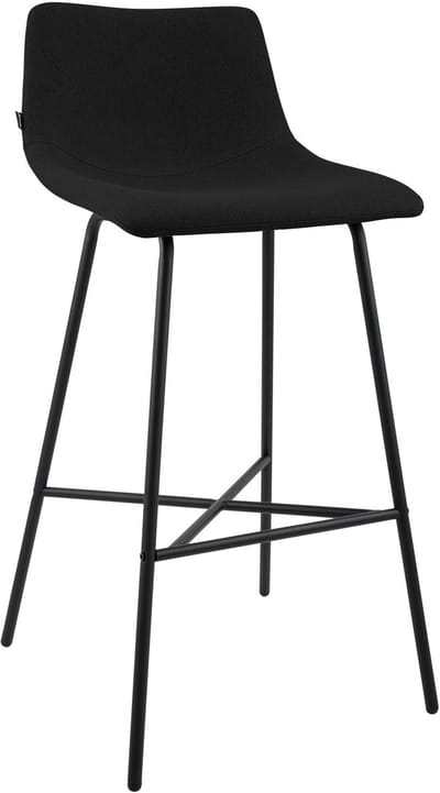 CLP Altona Barkruk - met rugleuning en voetsteun - zwart metalen frame - modern Scandinavisch - keukenbarkruk - zwart/zwart