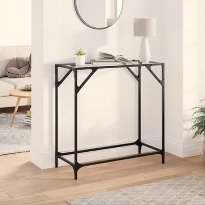 vidaXL - Wandtafel - met - transparant - glazen - blad - 80x35x81 - cm - staal