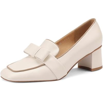 Nieuwe Mode Echt Leer Dames Schoenen Vrije Tijd Schapenvacht Ondiepe Pumps Schoenen Dames Vierkante Neus Dikke Hak Zapatos De Mujer 37