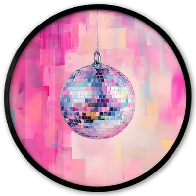 Poster in lijst Rond - Fotolijst 40x40 cm - Posters - Discobal - Pink - Verf - Ronde posterlijst zwart - Decoratie - Wanddecoratie woonkamer - Muurdecoratie slaapkamer