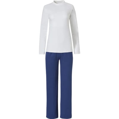 By Louise Dames pyjama set interlock lange mouw + broek / blauw