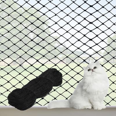 Veiligheidsnet voor katten - Balkonnet anti-val - Veiligheid huisdieren - Op maat te knippen - 3 x 75 meter - Zwart