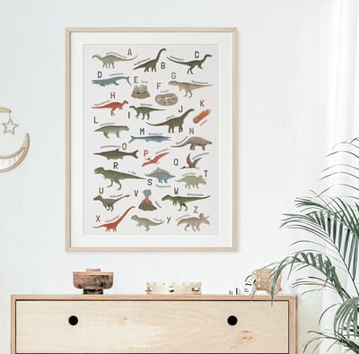 Dinosaurus Alfabet Poster 40x60 cm - ABC Dino Kinderkamer Decoratie