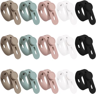 Kabelbinders van siliconen, herbruikbaar, verstelbaar, wasbaar, met vergrendelingsgesp, voor kabelorganisatie thuis en op reis (wit/zwart/roze/blauw/grijs)