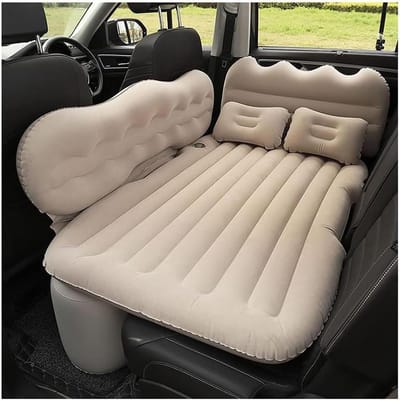 Auto luchtmatras - Luchtbed auto - Comfortabel slapen - Met ingebouwde pomp - Normaal formaat - Beige