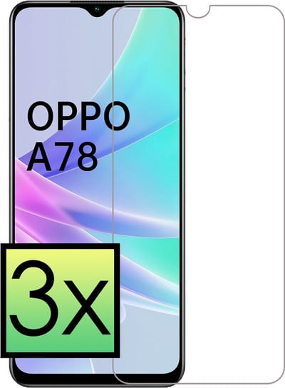 Screenprotector - 3 Stuks - Geschikt voor OPPO A78 5G - Extra Sterk - Beschermglas - Gehard Glas - Tempered Glass - Screen Protector - Bescherm Cover