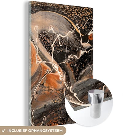 MuchoWow® Glasschilderij 40x60 cm - Schilderij acrylglas - Verf - Abstract - Acryl gieten - Foto op glas - Schilderijen