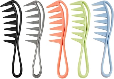 Grote Kam met Haai Tanden voor Krullend, Golvend en Dik Haar, Ideaal voor Wieg en Kapsalon Gebruik, 5 Stuks