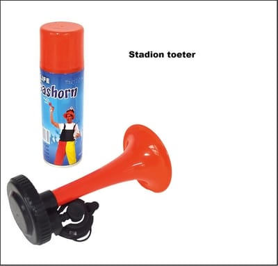 Stadiontoeter + vulling 40ml - gastoeter luchthoorn - Toeter gas stadion voetbal sport muziek